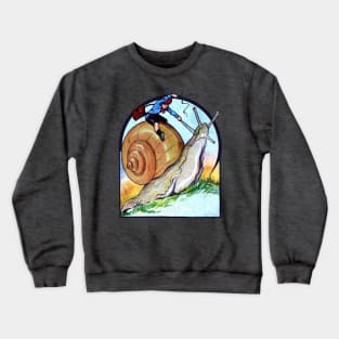 Cottagecore Vintage Little Boy Riding a Garden Snail Fantasy Crewneck Sweatshirt